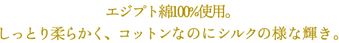 しっとり柔らかく、コットンなのにシルクの様な輝き。